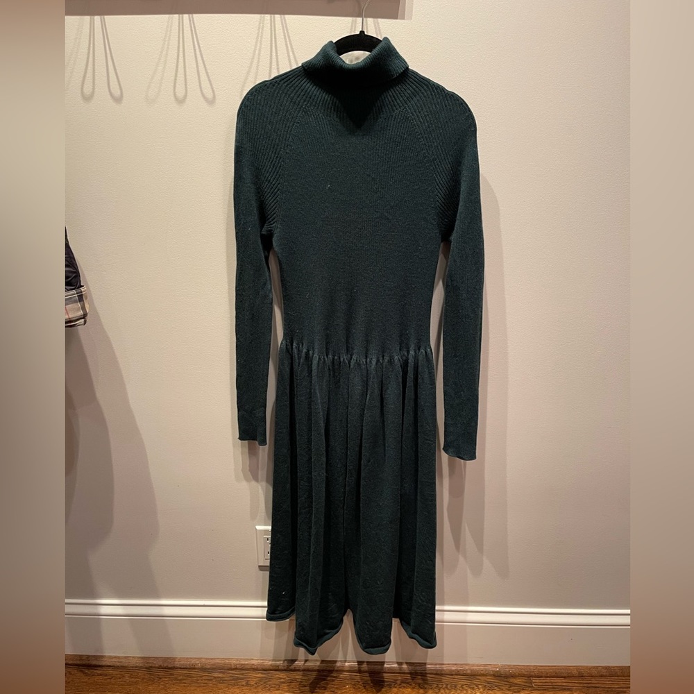 Uniqlo Merino Wool Ribbed Dress Forest Green Size L